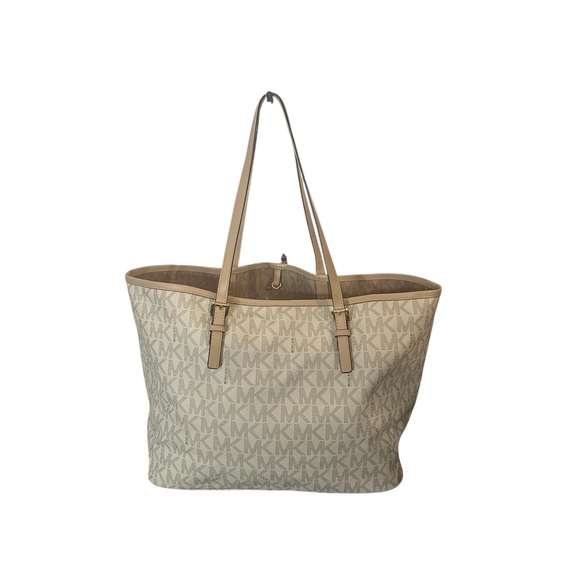 Michael Kors Jet Set Travel Large Top Zip Tote Vanilla Monogram - Picture 3 of 7